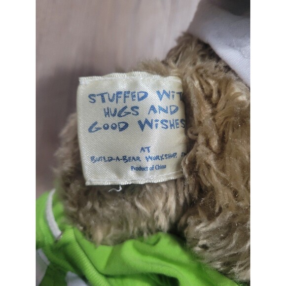 Build a bear Fuzzy Teddy Bear Plush with Green outfit - Picture 3 of 7